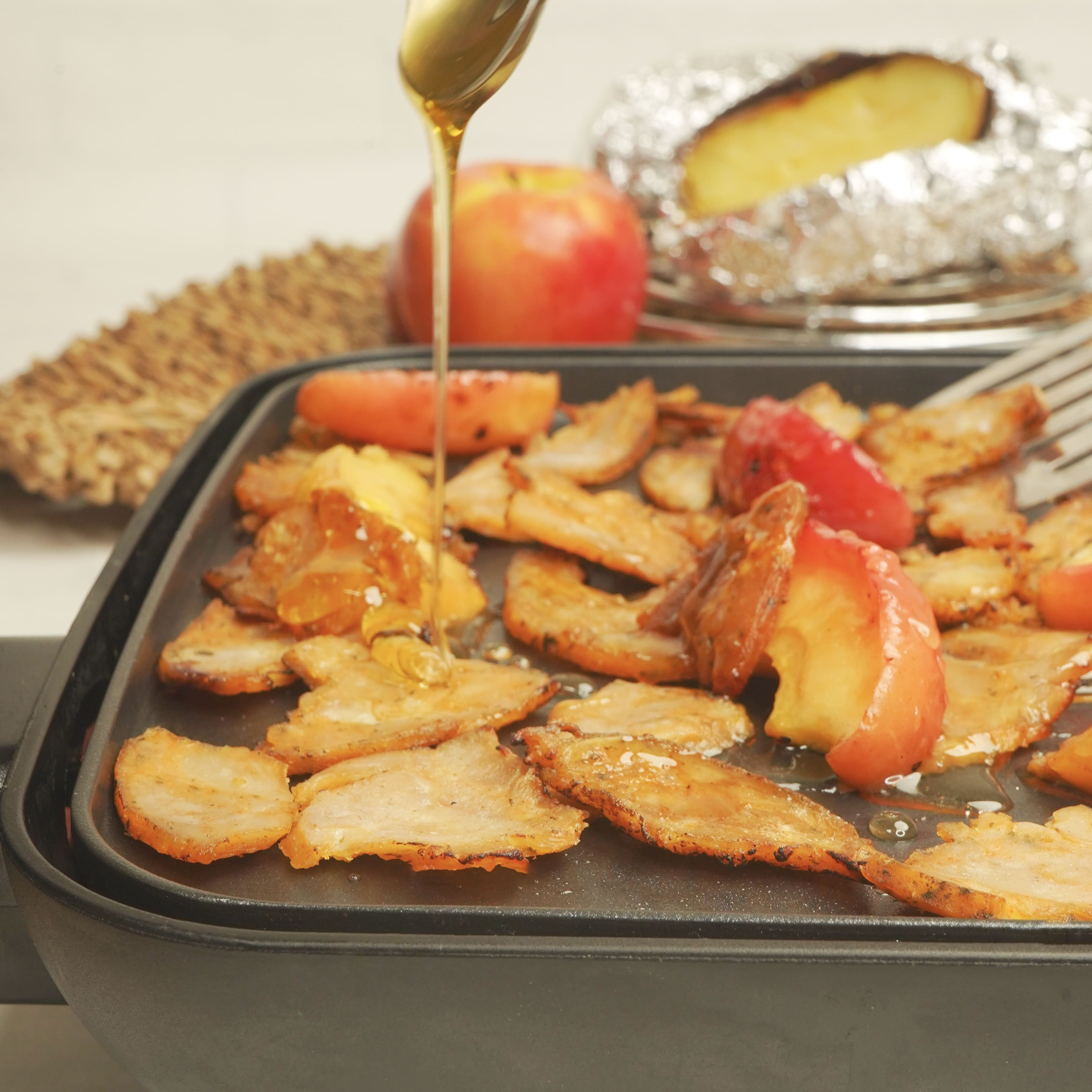 Plancha kebab, pommes et miel 